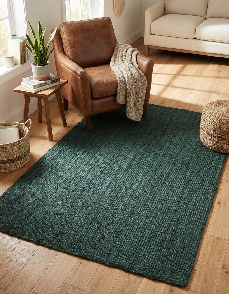 Detail image of  4' 1 x 6' 1  Hand Braided Jute Rug