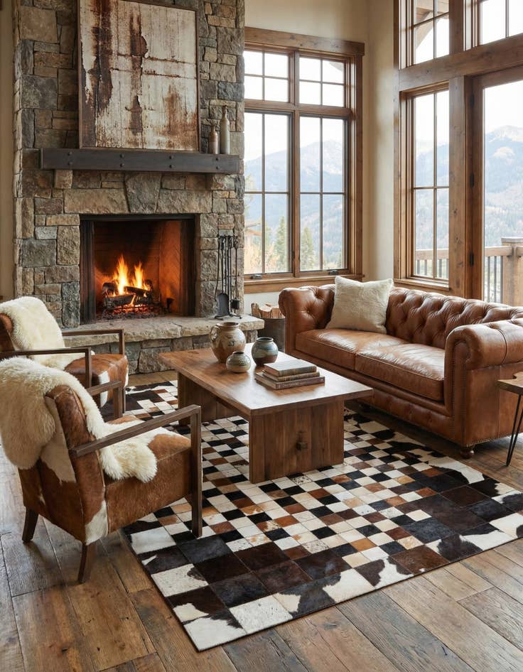 Detail image of 5' x 8' Cowhide Leather Rug