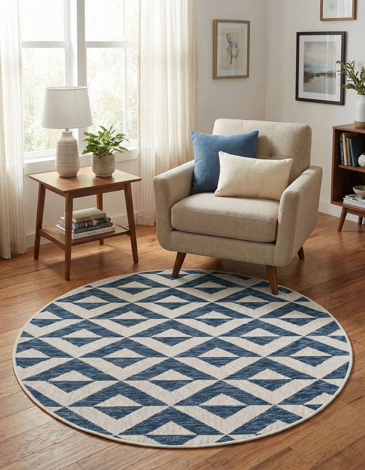 Detail image of 4' x 4'  Washable Jill Zarin Napa Indoor / Outdoor Round Rug