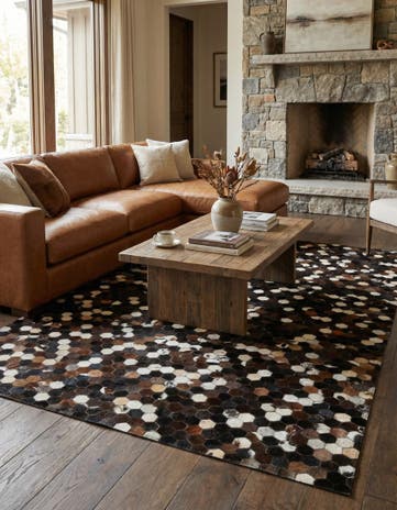 5' x 7' 9 Cowhide Leather Rug