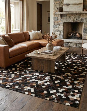5' x 7' 9 Cowhide Leather Rug