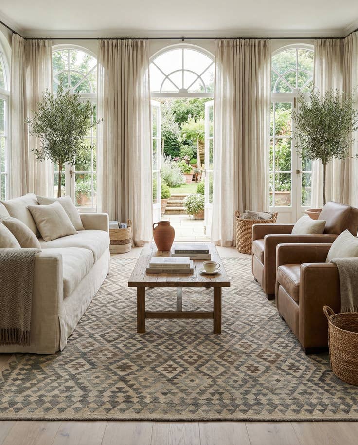 Detail image of 6' 9 x 10' 2 Hand Woven Kilim Maymana Wool Rug