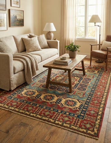 4' x 5' 8 Hand Knotted Kazak Rug