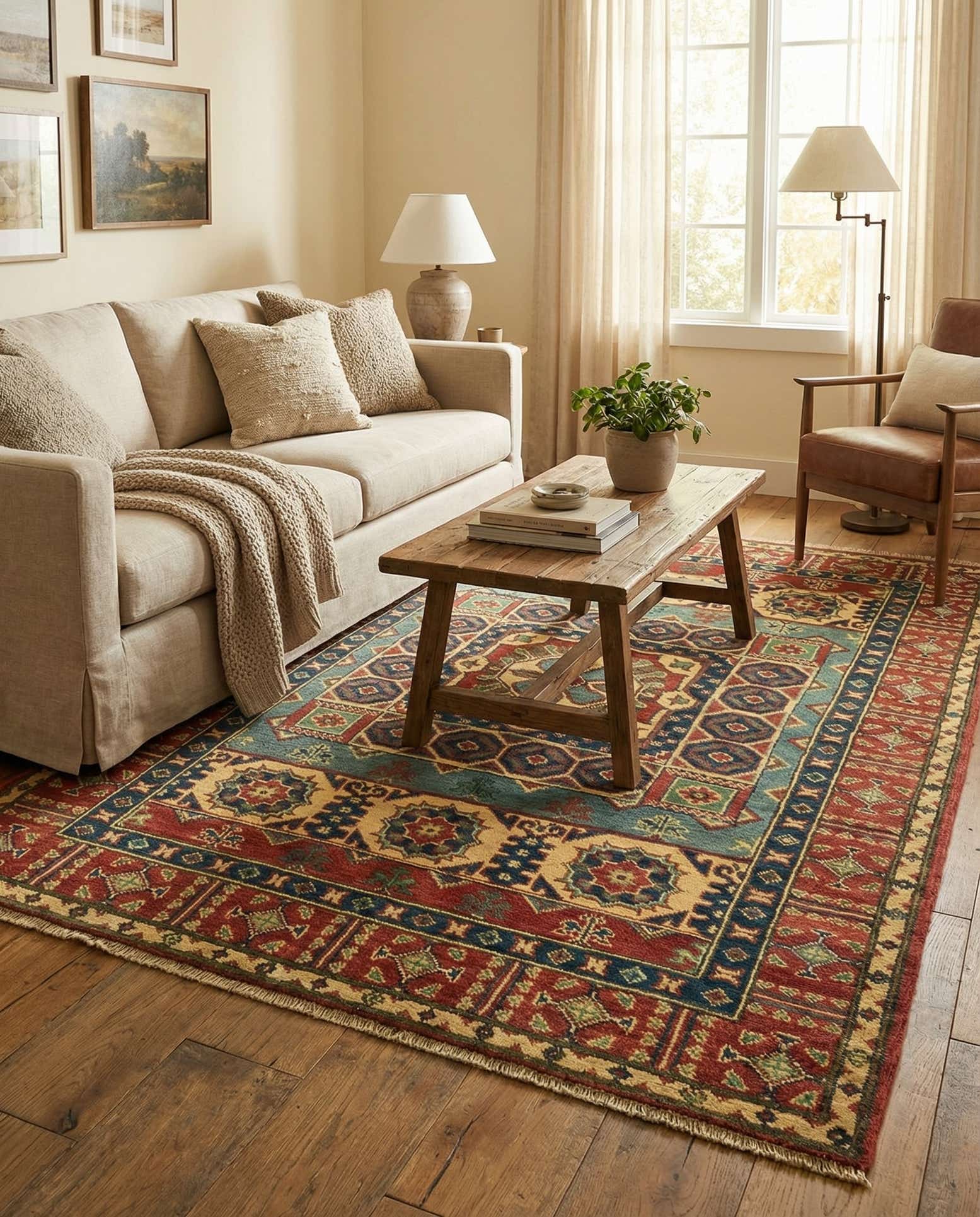 4' x 5' 8 Hand Knotted Kazak Rug