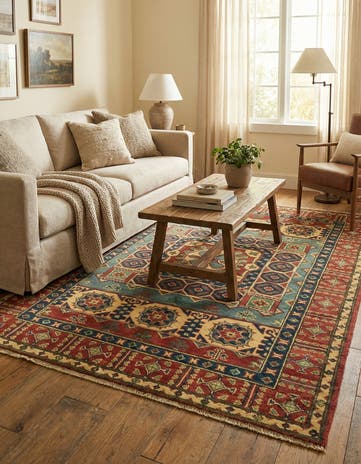 4' x 5' 8 Hand Knotted Kazak Rug