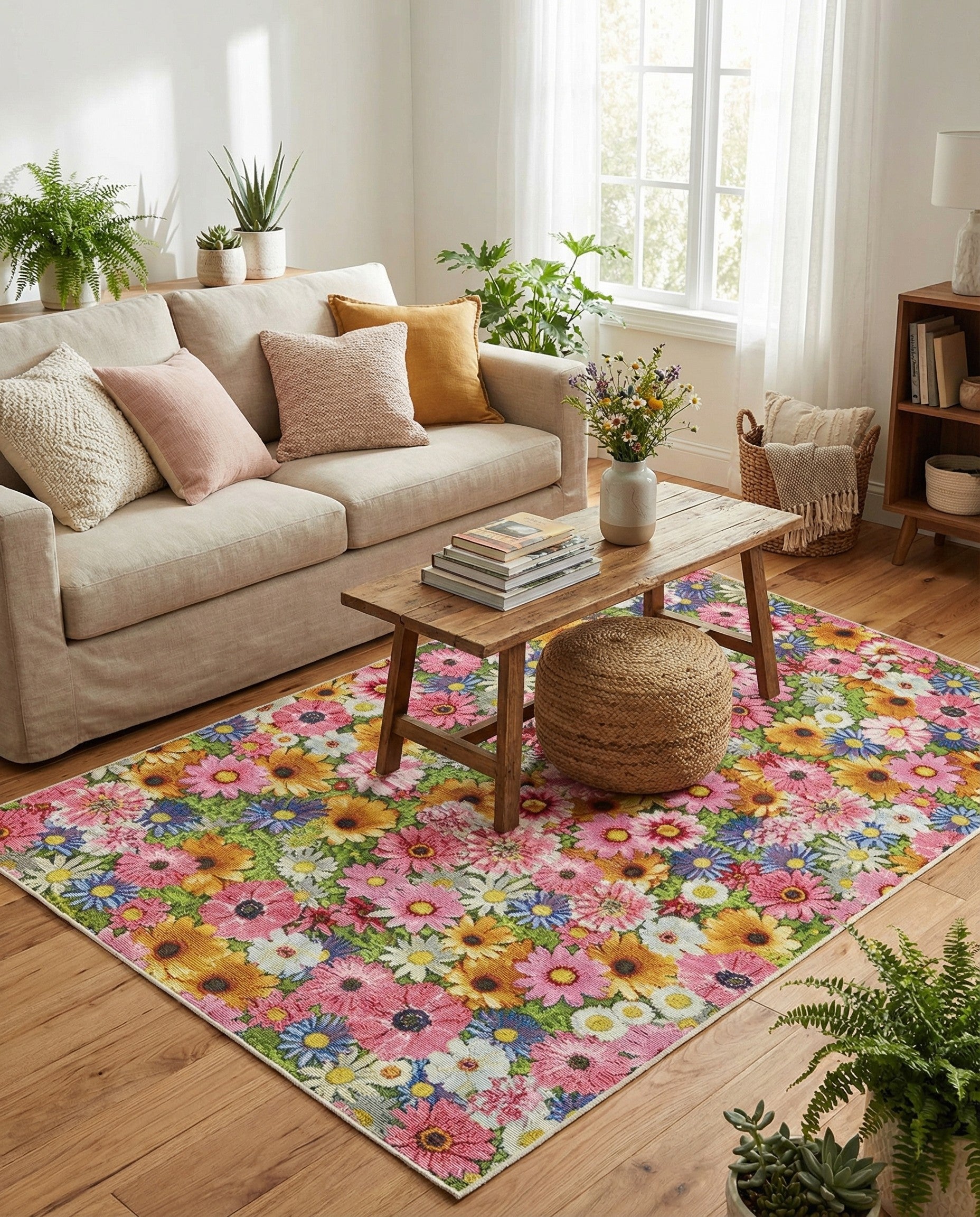 4' x 6' Easy-Clean Botanical Indoor / Outdoor Rug
