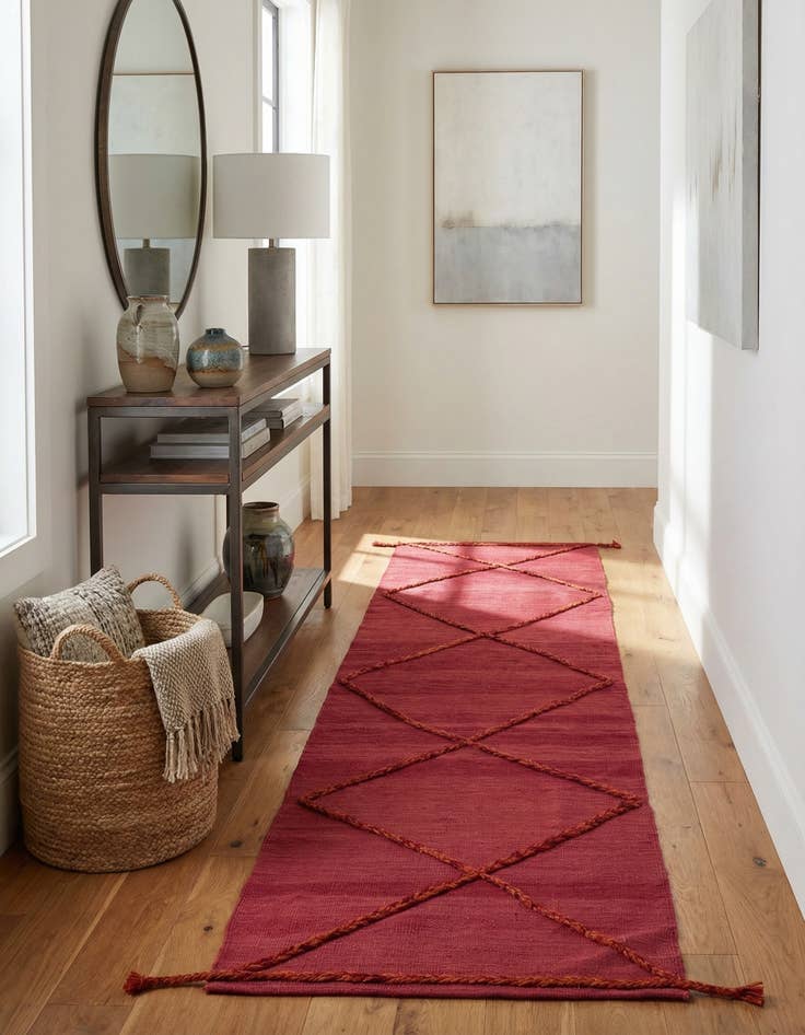 Detail image of 2' 4 x 9' 8 Hand Woven Kilim Modern Wool Runner Rug