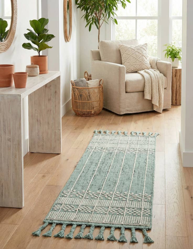 Detail image of 2' 2 x 6' 7 Easy-Clean Eco Bohemian Indoor / Outdoor Runner Rug