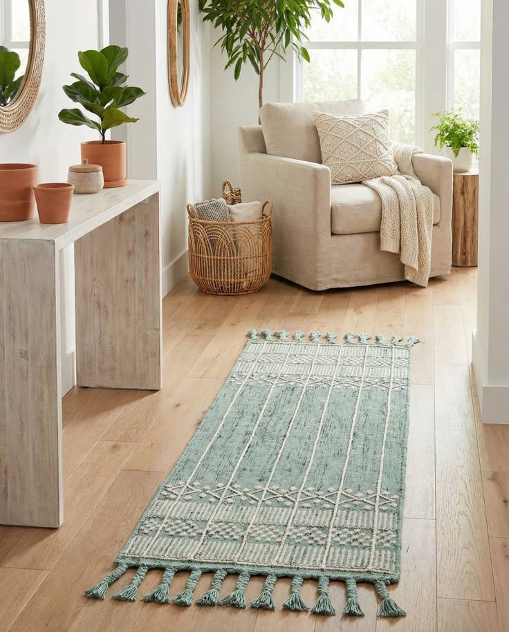 Detail image of 2' 2 x 6' 7 Easy-Clean Eco Bohemian Indoor / Outdoor Runner Rug