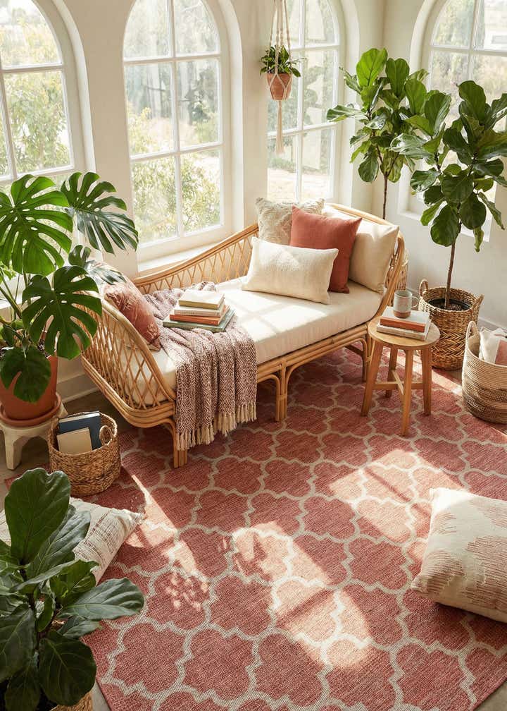 9' x 12' Easy-Clean Trellis Indoor / Outdoor Rug