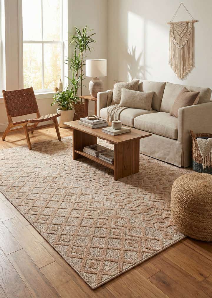 7' 10 x 10' Easy-Clean Trellis Textured Indoor / Outdoor Rug
