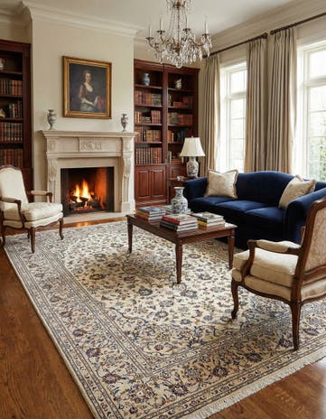 6' 8 x 10' Kashan Wool Rug