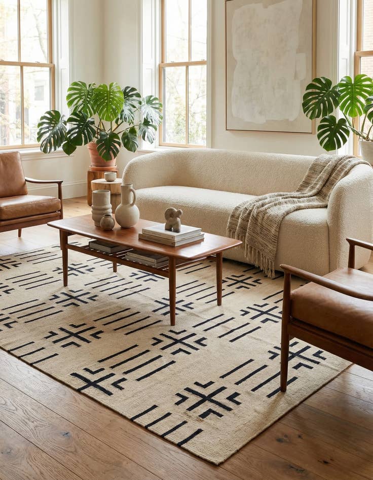 Detail image of 5' 3 x 6' 6  Hand Woven Kilim Modern Wool Square Rug