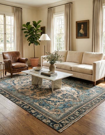 6' 3 x 9' 9 Hand Knotted Ultra Vintage Persian Wool Rug