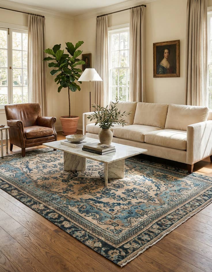 Detail image of 6' 3 x 9' 9  Hand Knotted Ultra Vintage Persian Wool Rug