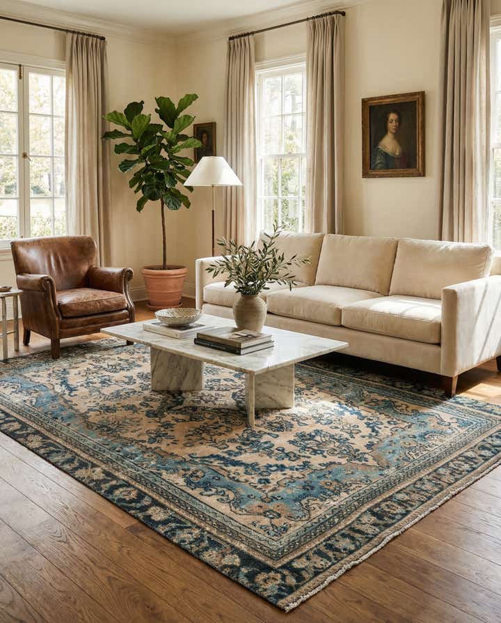 6' 3 x 9' 9 Hand Knotted Ultra Vintage Persian Wool Rug