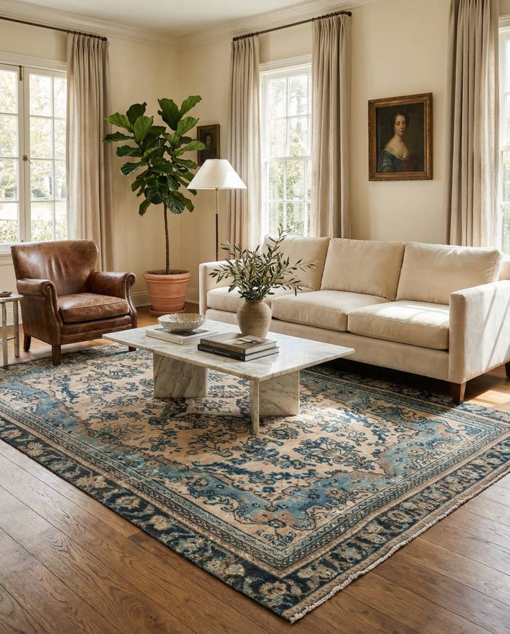 Detail image of 6' 3 x 9' 9 Hand Knotted Ultra Vintage Persian Wool Rug