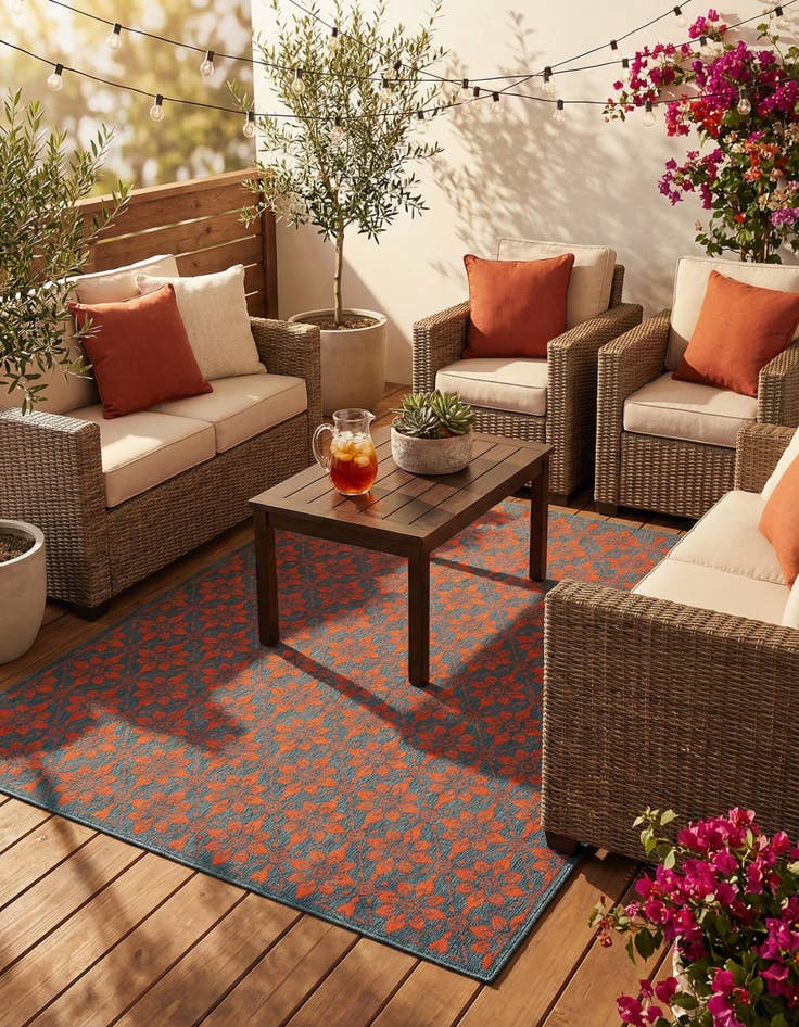 Detail image of 7' 10 x 10'  Washable Trellis Indoor / Outdoor Rug