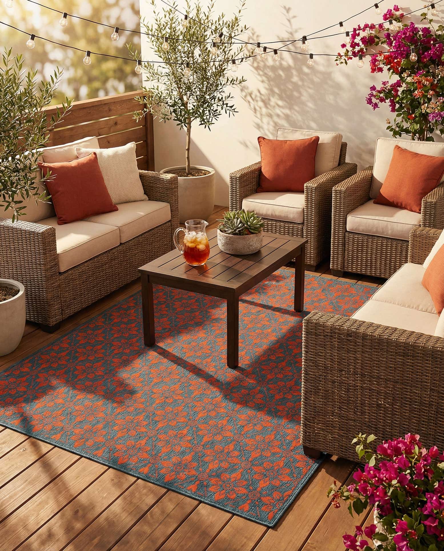 7' 10 x 10' Easy-Clean Trellis Indoor / Outdoor Rug