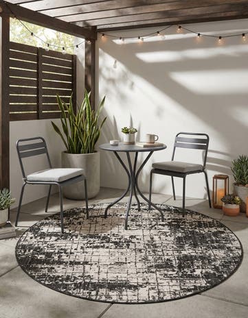 6' x 6' Easy-Clean Modern Indoor / Outdoor Round Rug