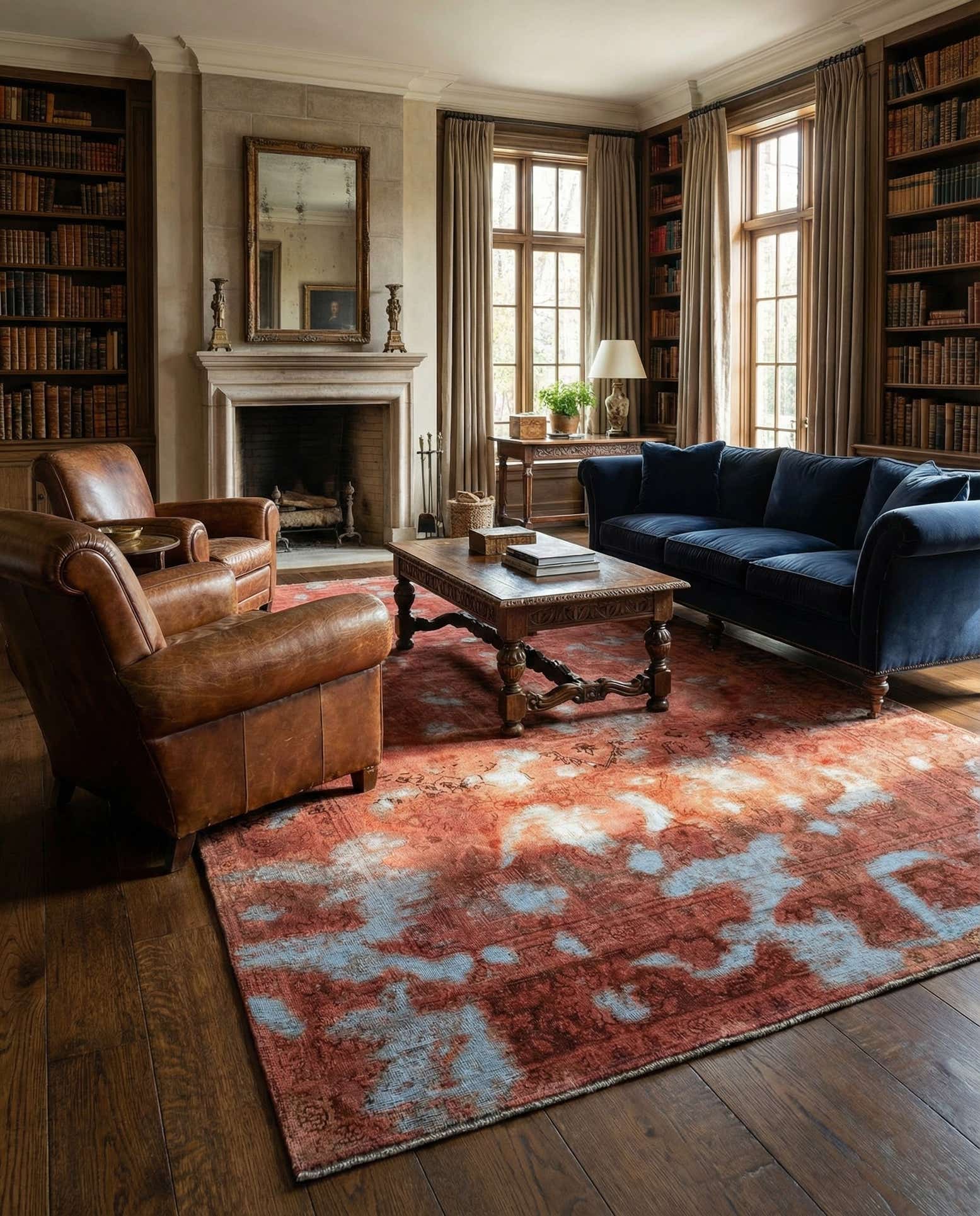 6' 4 x 9' 9 Vintage Royal Wool Rug