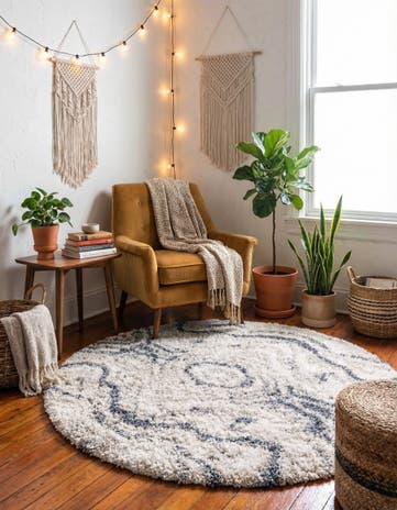 Gray Athena Shag Round Rug