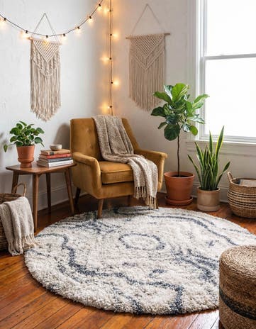 Gray Athena Shag Round Rug