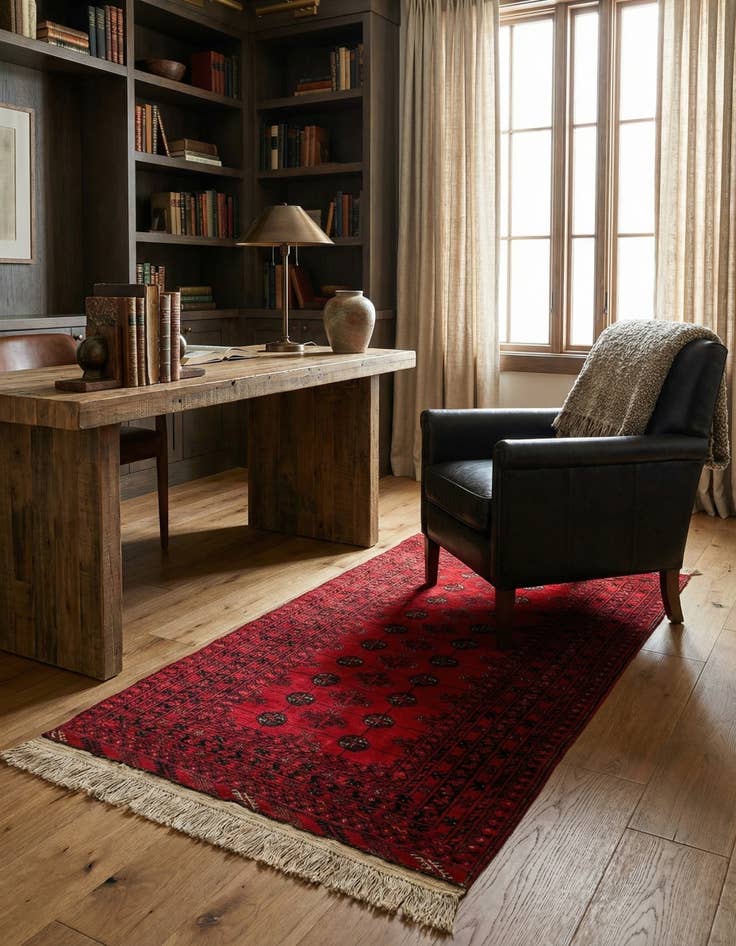 Detail image of 3' 5 x 6' 8  Hand Knotted Afghan Akhche Wool Rug