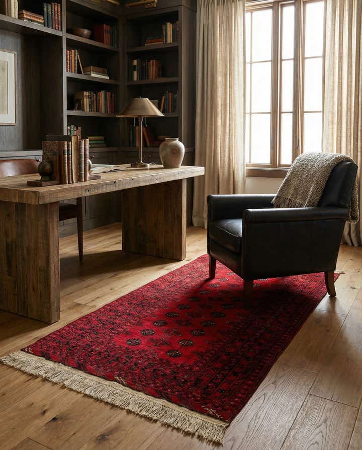 3' 5 x 6' 8 Hand Knotted Afghan Akhche Wool Rug