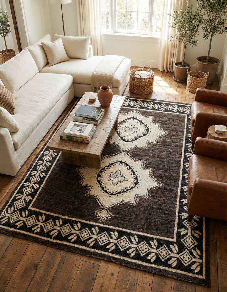 Detail image of  7' 10 x 9' 9  Hand Knotted Moroccan Wool Rug