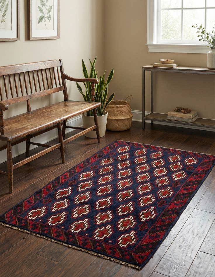 Detail image of  2' 10 x 4' 5  Hand Knotted Balouch Persian Wool Rug