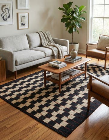 4' 3 x 5' 7 Hand Woven Kilim Modern Wool Rug