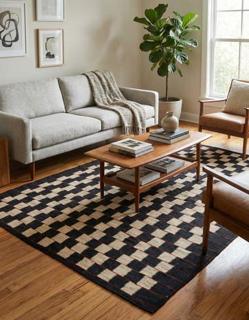 4' 3 x 5' 7 Hand Woven Kilim Modern Wool Rug