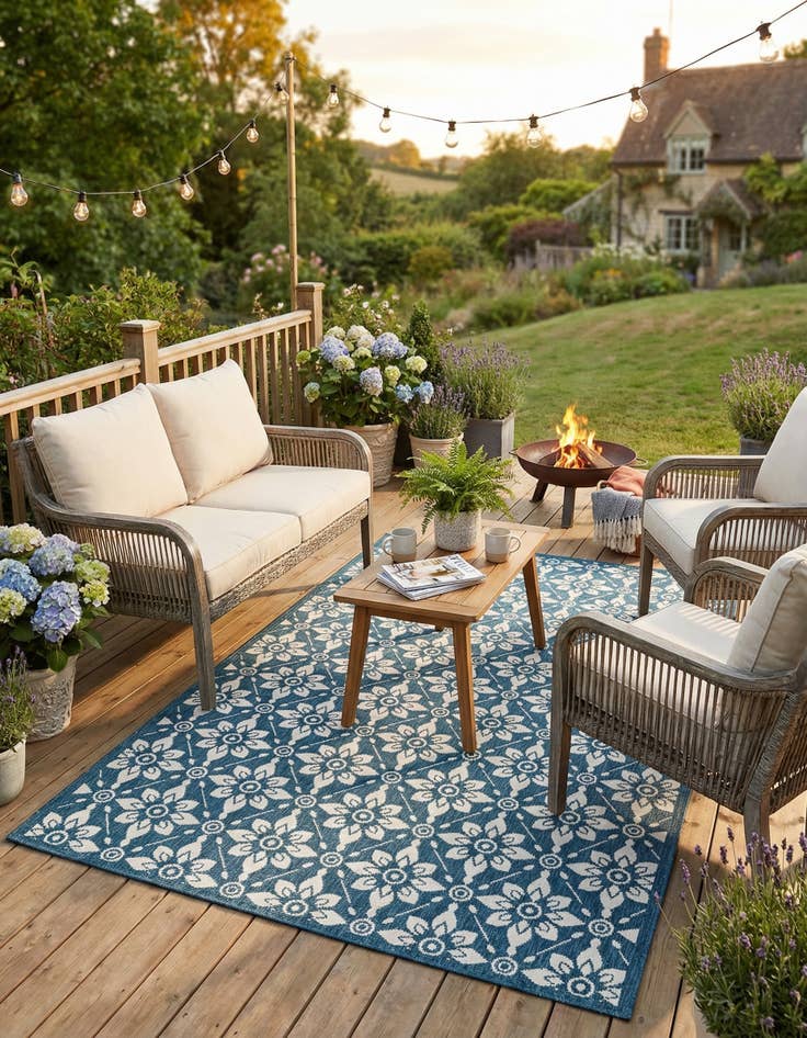 Detail image of 5' x 8'  Washable Trellis Indoor / Outdoor Rug