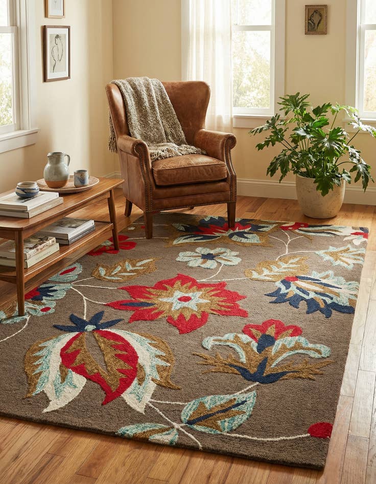 Detail image of 5' 1 x 8' Agra Wool Rug