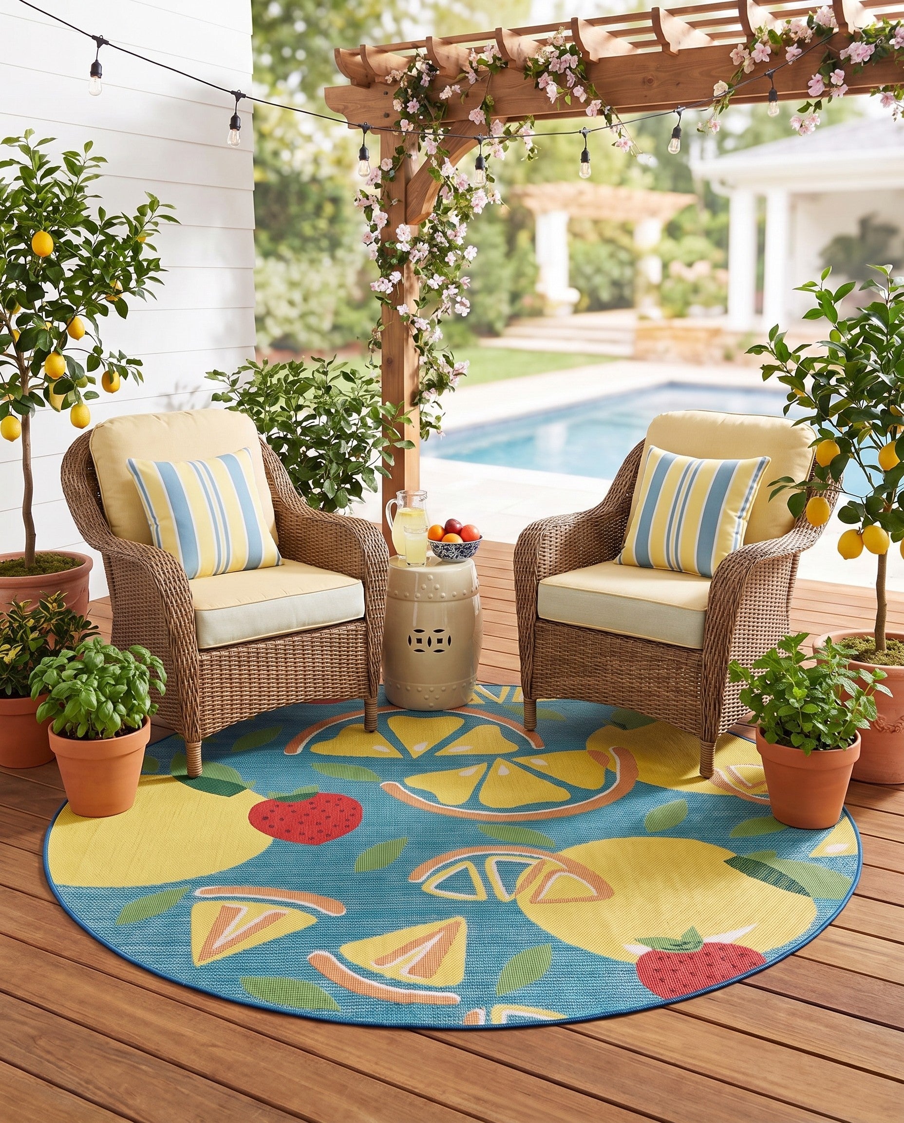 10' x 10' Easy-Clean Baja Indoor / Outdoor Round Rug