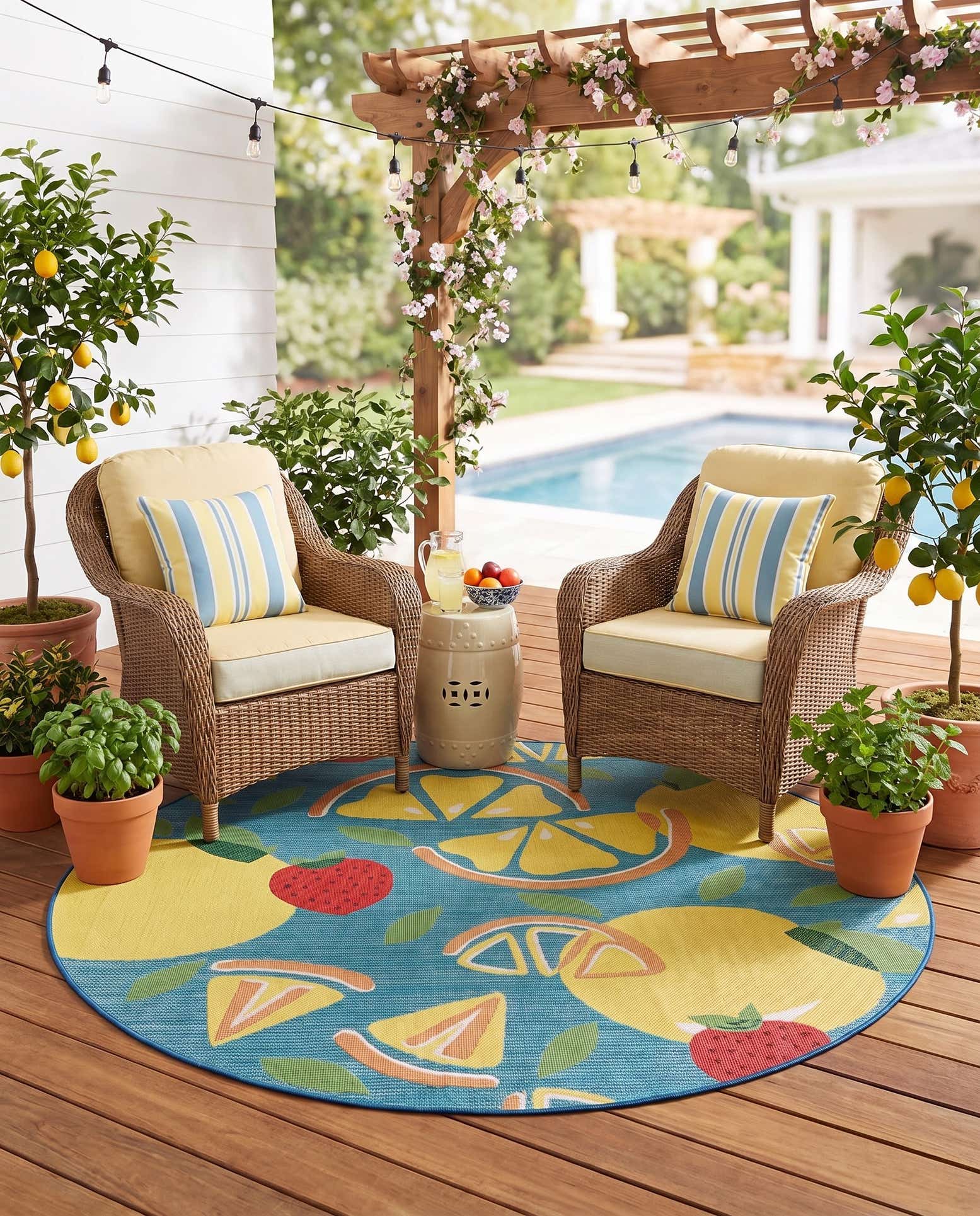 10' x 10' Easy-Clean Baja Indoor / Outdoor Round Rug