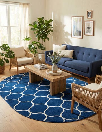 7' 10 x 10' Lattice Frieze Oval Rug