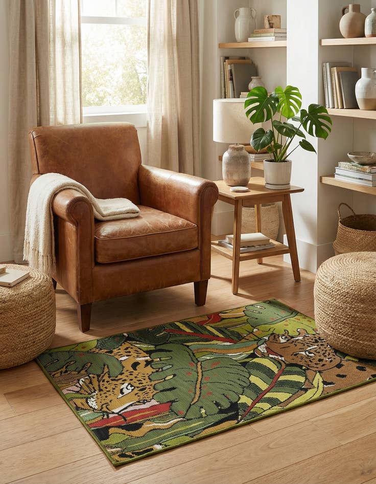 Detail image of 2' x 3'  Washable Botanical Indoor / Outdoor Rug