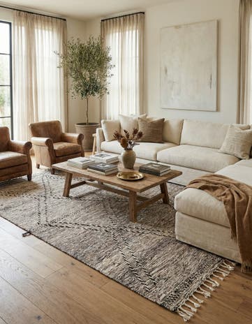 6' 7 x 10' Hand Knotted Moroccan Wool Rug