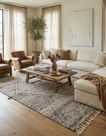 6' 7 x 10' Hand Knotted Moroccan Wool Rug