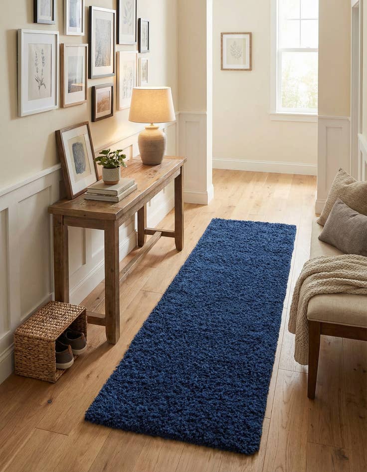 Detail image of 2' x 6' 5 Solid Shag Runner Rug