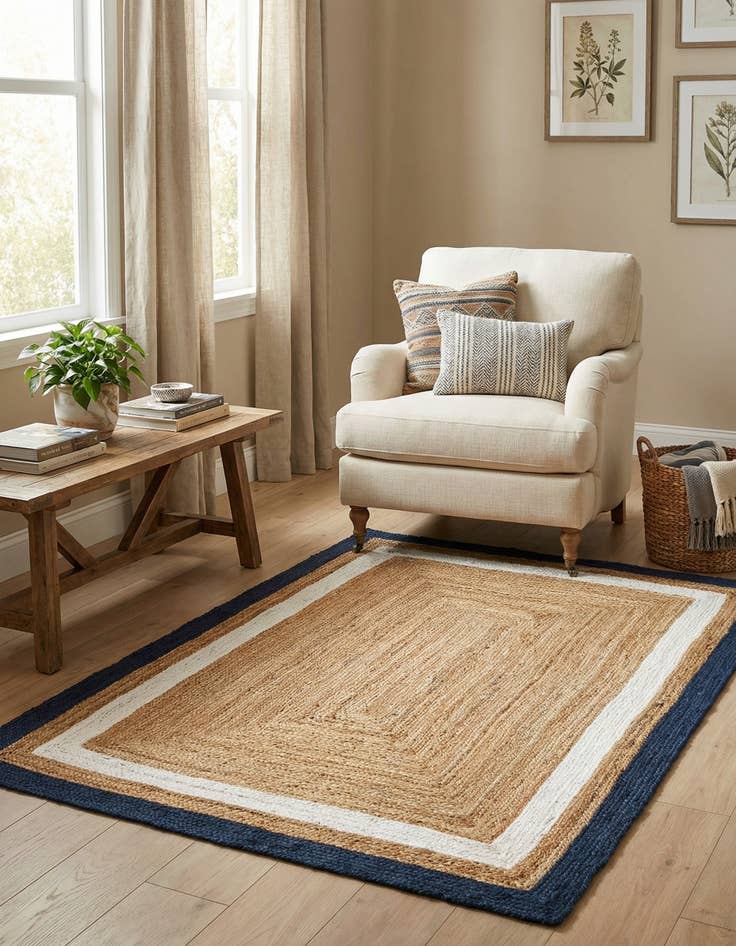 Detail image of 4' 1 x 6' 1  Hand Braided Jute Rug