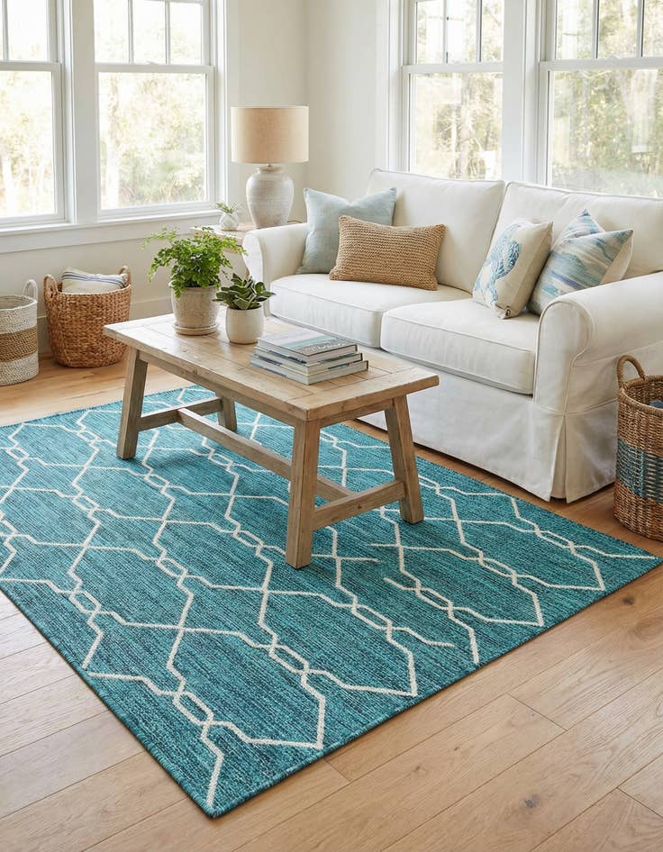Detail image of 4' x 6'  Washable Trellis Indoor / Outdoor Rug