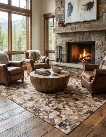 5' 3 x 7' 7 Cowhide Stocks Rug