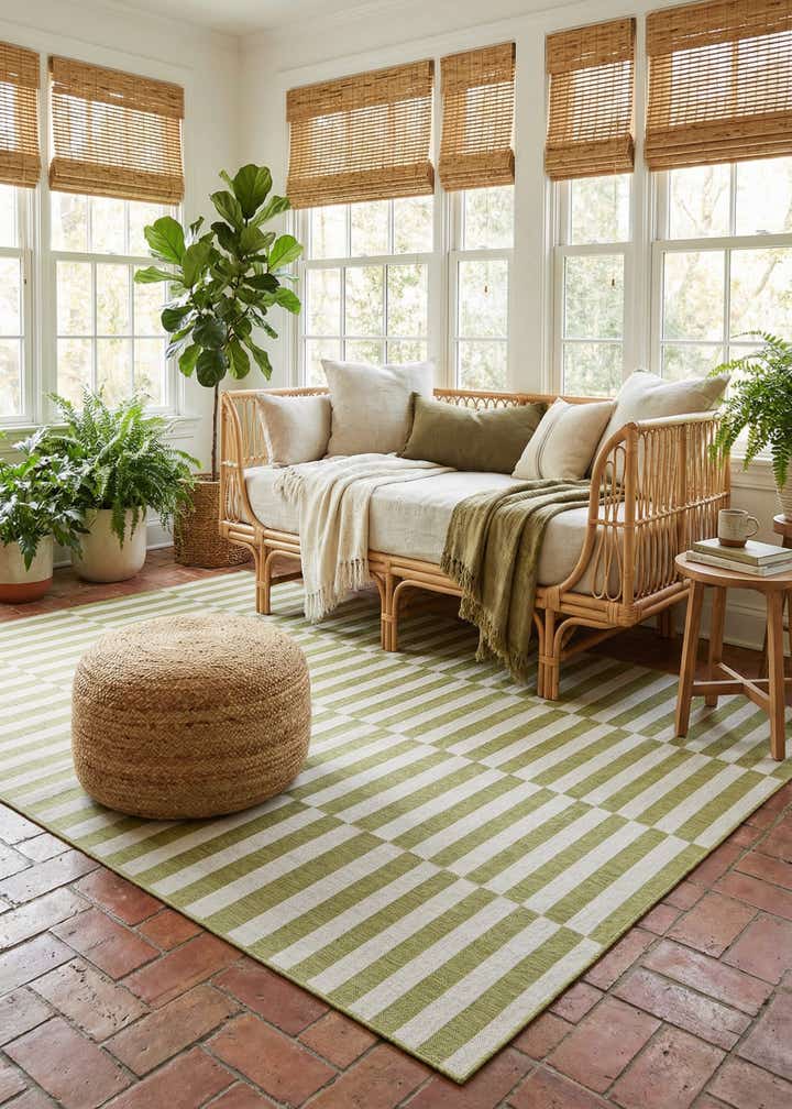 7' 10 x 10' Easy-Clean Striped Indoor / Outdoor Rug