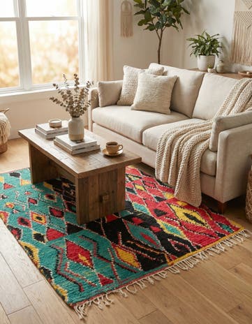 4' 5 x 6' 4 Hand Knotted Moroccan Wool Rug