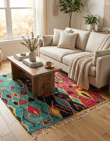 4' 5 x 6' 4 Hand Knotted Moroccan Wool Rug