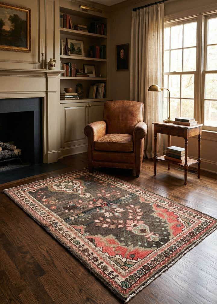 3' 5 x 5' Hand Knotted Ultra Vintage Persian Wool Rug