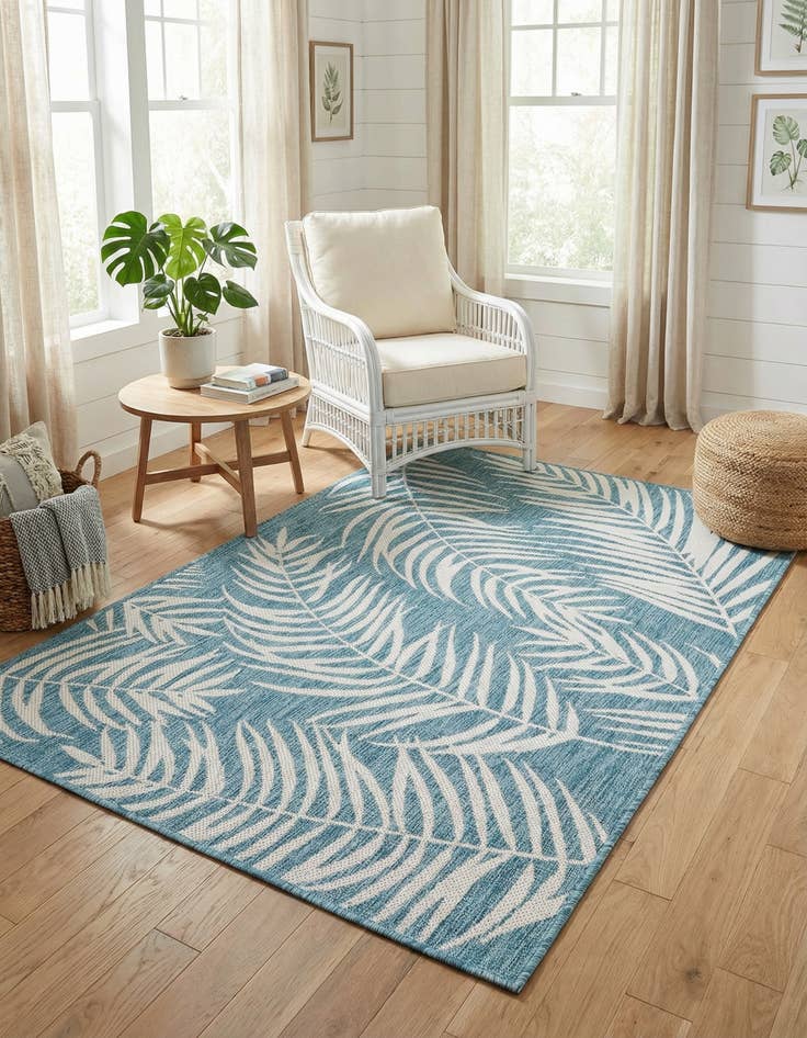 Detail image of 4' x 6'  Washable Botanical Indoor / Outdoor Rug